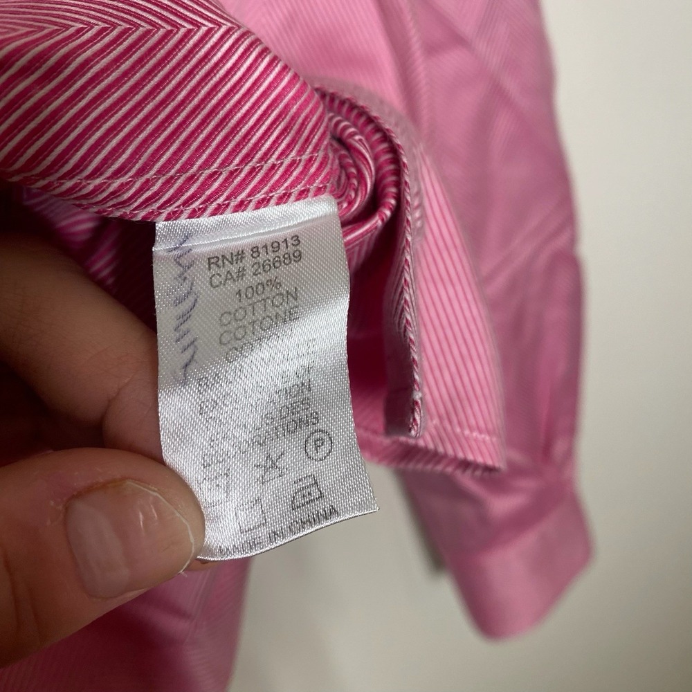 Robert Graham Shirt Mens 43 17 Button Down Pink Patterned Herringbone - Picture 5 of 10